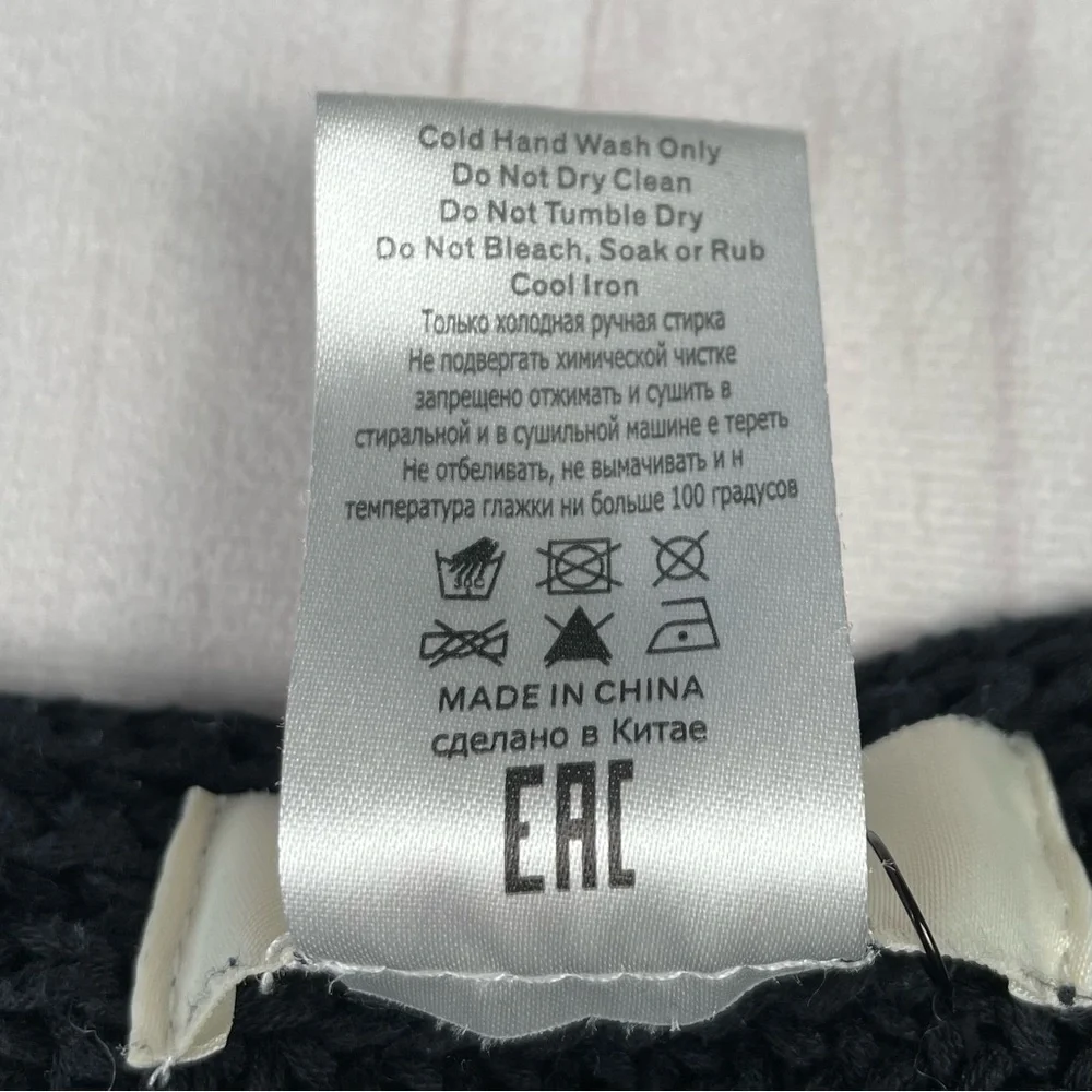 Atoir Tulip Chunky Knit Top Womens 6 Black Cropped Wrap Tie Surplice 100% Cotton - Picture 14 of 14